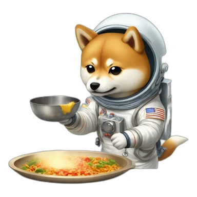 Shiba Inu astronaut cooking food sticker