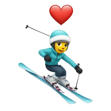 Skier white heart  sticker