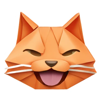 cat smiling origami saumon sticker