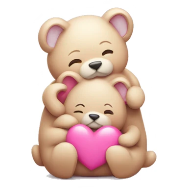 cute animals hugging with pink hearts sticker