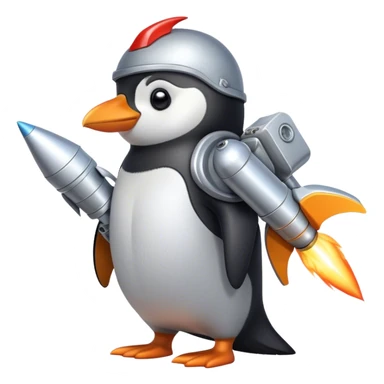 Mechanic Penguin with Rocket Booster on the back sticker