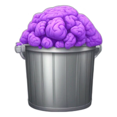 a silver trash bin full of purple brain sticker