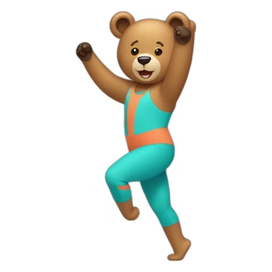 Bear wearing a unitard doing aerobics sticker