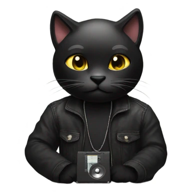 Black cat dj sticker
