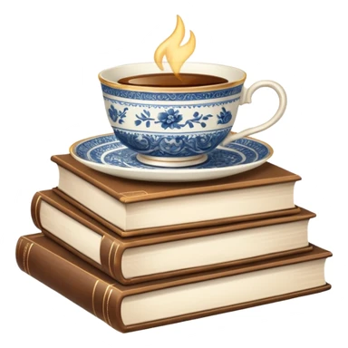 Books and a tea cup sticker