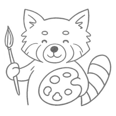 Red panda with brush and pallet sticker