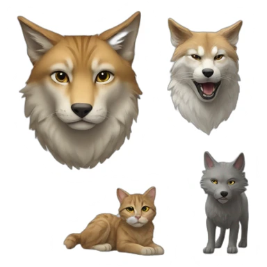 Picture of a cat on top of a wolf sticker