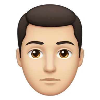 close-up of man face only with medium eyes, medium light skin tone, dark hair, no neck visible, just the face sticker