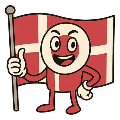 flat toon style hybrid of Denmark and Japan flags sticker