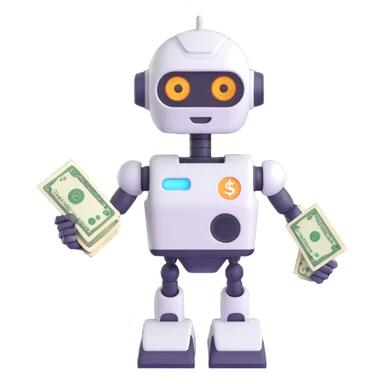 friendly and modern robot mascot for a finance app with subtle money or finance elements sticker