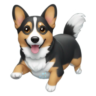Corgi negro natación y agua sticker
