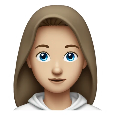 Brown hair blue eyes teenager in a white hoodie sticker