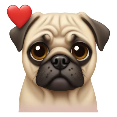 Pug with a heart sticker