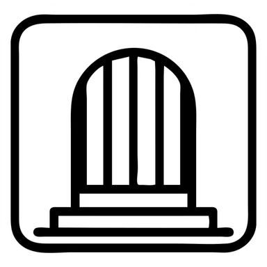 A minimalist dungeon emoji with simple lines and shapes, muted colors sticker