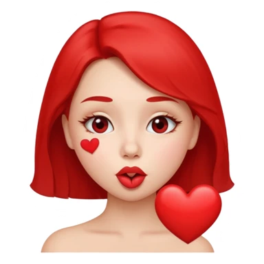 Emoji, girl's face blowing a kiss, puckered lips, small heart sticker