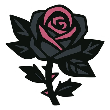 gothic rose, black and pink colors, no background sticker