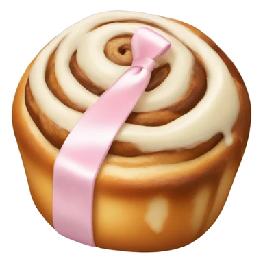 brown cinnamon roll with white chocolate and light pink bow on it sticker