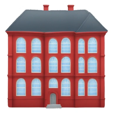 big red building with a lot of windows sticker