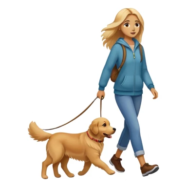 Beautiful girl walking a golden retriever dog sticker