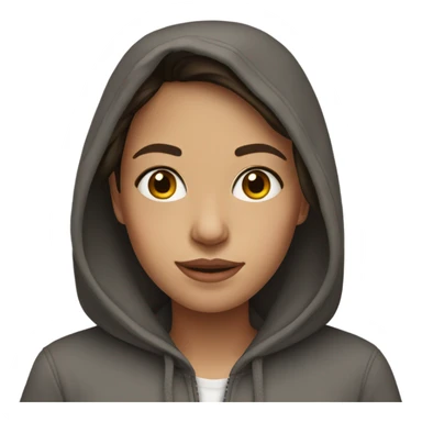 brunette girl wearing a hoodie sticker