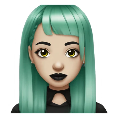 big septum piercing goth girl dark green bangs sticker