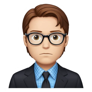 zemo brown hair with glasses, black suit, light blue checkered shirt marvel from captain america: civil war sticker