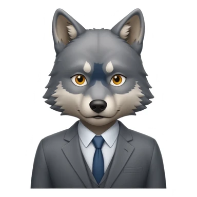 emoji of  wolf  with human body thinking sticker