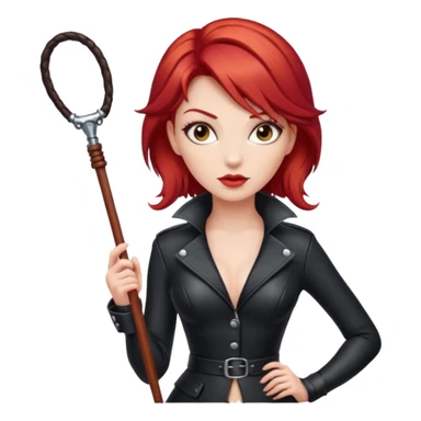 Dominatrix with red hair holding a whip sticker