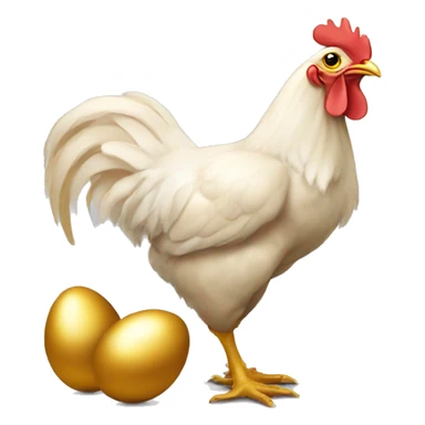 A chicken with golden eggs beside it  sticker