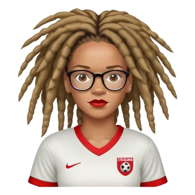 Rihanna soccer mom dreadlocks island red and white jersey eyeglasses freckles sticker
