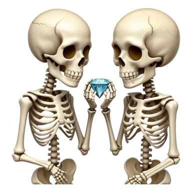 2 skeletons one of them proposing with diamond ring  sticker