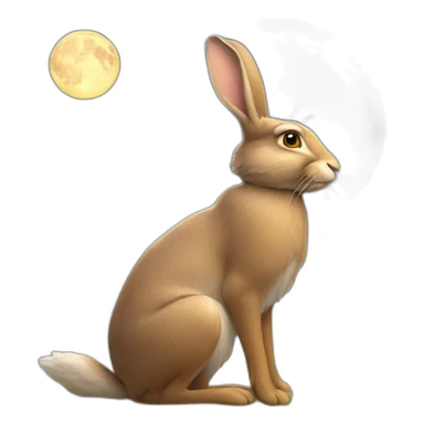 Hare looking at the  moon gazing sticker