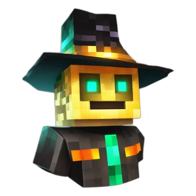 Pixel Minecraft Fedora Halloween Head Mask Diamond Obsidian Emerald Flame Shiny Glow Reward Legendary Unique Epic Mystery sticker