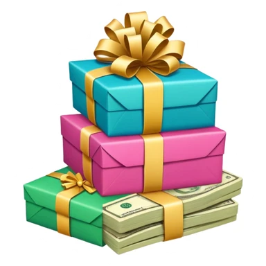 Gift Exchange: A small stack of wrapped gifts or Eidiya (money envelopes) placed on a table to symbolize Eid traditions. sticker