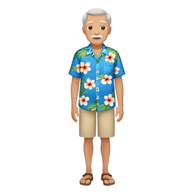 old man with hawai blue floweral shirt  full body sticker