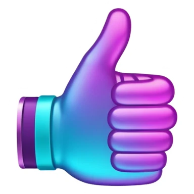 glowing thumbs up, neon purple and cyan collor sticker