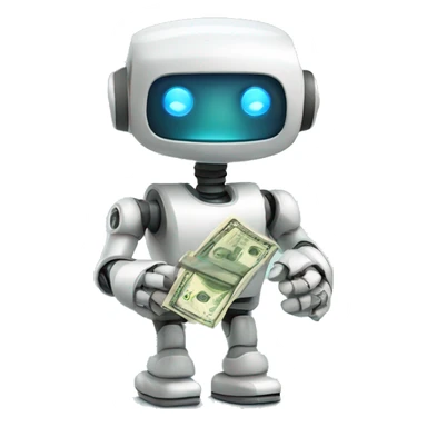 Cute robot with money sticker