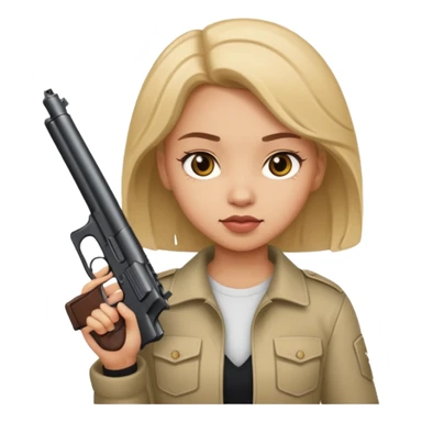 a girl with a gun sticker