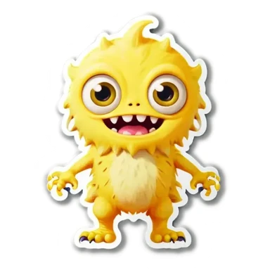 kind funny yellow baby monster sticker