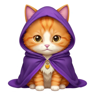 baby orange cat in purple cloak sticker