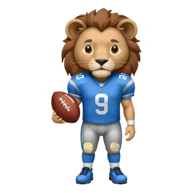blue color lion wearing american football jersey sticker