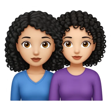 2 girl best friends. One who is African american with black hair and dark brown eyes. one who is white with curly dark brown hair and dark brown eyes. sticker