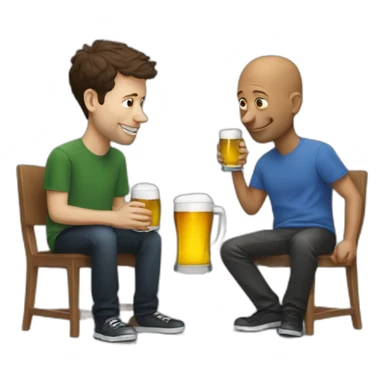Sam Altman drinking beer with Satya Nadella sticker