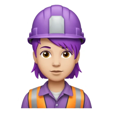 purple haired construction worker sticker