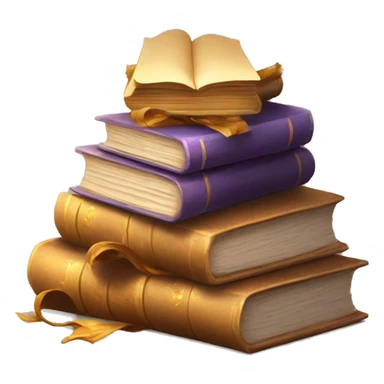 pile of books and magic spell scrolls sticker