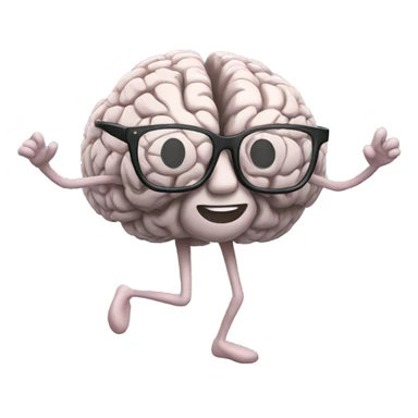 brain with legs and glasses dancing sticker