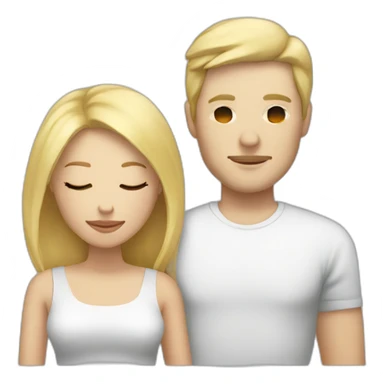 Couple sleeping, blond woman, white man with black hair sticker