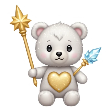 White Fairy glitter teddy with wand  sticker