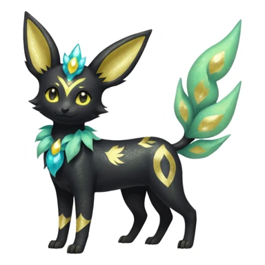 Multicolored sparkly pastel dark iridescent light pale gloomy spooky realistic pretty cool elegant realistic floral exotic Trico-Bolthund-Electrike-Luxray-Umbreon-Leafeon-hybrid, full body sticker