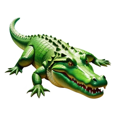 cinematic-crocodile-realistic-full-body-lounging-emoji,-massive-scaled-body-partially-submerged-in-shallow-water,-head-tilted-dramatically,-rough-green-and-brown-hide-textured-with-deep-ridges,-simplified-yet-realistic-focused-features,-highly-detailed,-glowing-with-an-almost-sarcastic-glow sticker